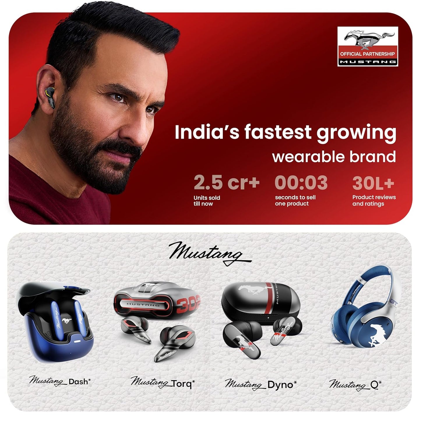 GOBOULT x Mustang Dash Truly Wireless in Ear Earbuds with 100H Playtime, App Support, Dual Device Pairing, 4 Clear Calling ENC Mics, 45ms Low Latency, Made in India, IPX5 Ear Buds TWS Bluetooth 5.4