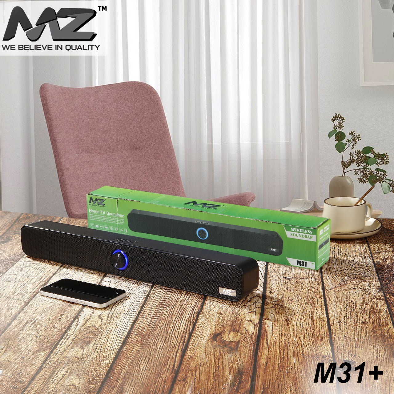 MZ M31+ HOME TV PORTABLE SOUNDBAR Dynamic Thunder Sound 2400mAh Battery 16 W Bluetooth Soundbar  (Black, Stereo Channel)