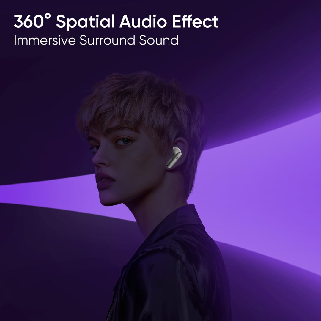 realme Earbuds Air 7 True Wireless,12.4mm Dynamic Bass Drivers,52Hrs Playtime,52dB Hybrid ANC,6 Mic ENC,45ms Low Latency,360° Spatial Audio,Hi-Res LHDC,IP55 Dust & Water Resistant,BT v5.4(SlateGrey)