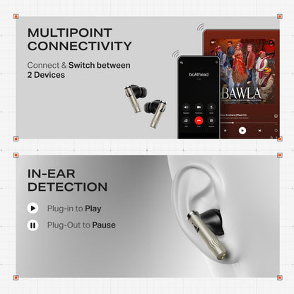 boAt Nirvana Zenith Pro (2025), 50dB Hybrid Adaptive ANC, Spatial Audio, Hi-Res Audio LDAC, 6Mics AI-ENx, 80 Hrs Battery, Bluetooth Earbuds, TWS Ear Buds Wireless Earphones with mic (Platinum Gold)