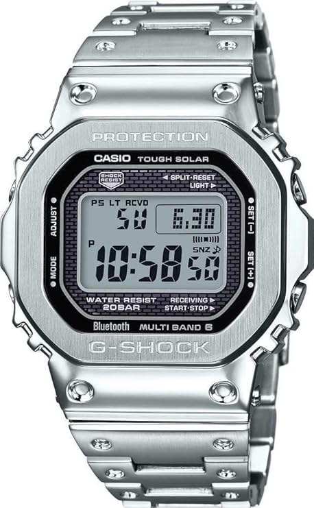 Casio G-Shock GMW-B5000D-1DR Bluetooth Digital Black Dial Men Watch Silver Metal Strap (G842)