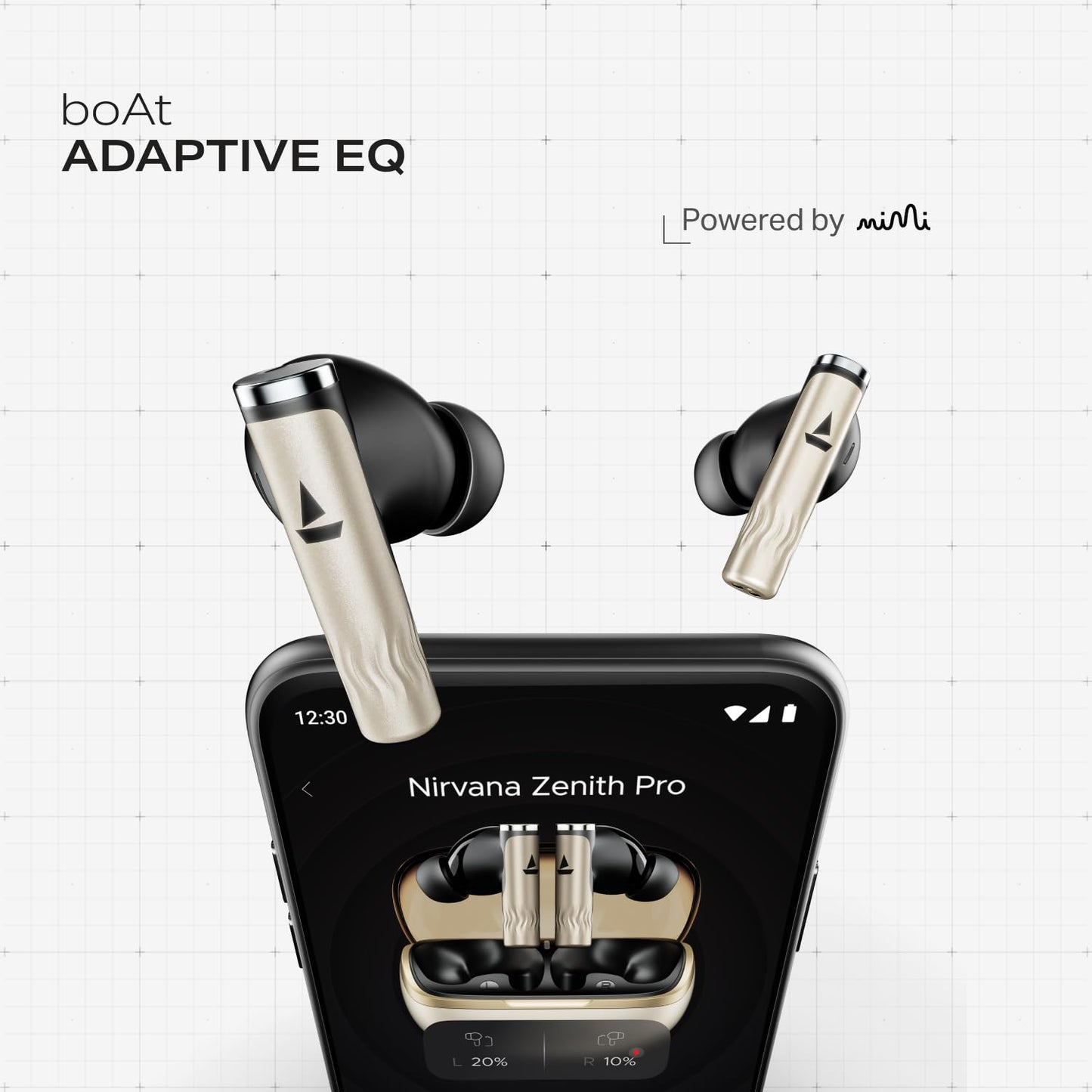 boAt Nirvana Zenith Pro (2025), 50dB Hybrid Adaptive ANC, Spatial Audio, Hi-Res Audio LDAC, 6Mics AI-ENx, 80 Hrs Battery, Bluetooth Earbuds, TWS Ear Buds Wireless Earphones with mic (Platinum Gold)