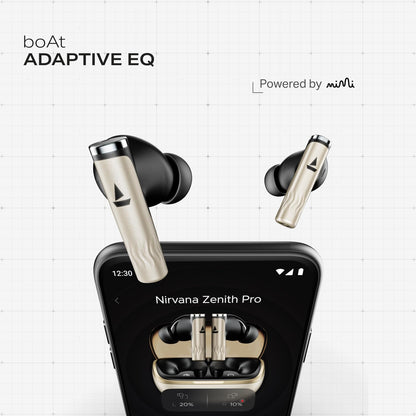 boAt Nirvana Zenith Pro (2025), 50dB Hybrid Adaptive ANC, Spatial Audio, Hi-Res Audio LDAC, 6Mics AI-ENx, 80 Hrs Battery, Bluetooth Earbuds, TWS Ear Buds Wireless Earphones with mic (Platinum Gold)