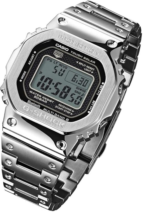 Casio G-Shock GMW-B5000D-1DR Bluetooth Digital Black Dial Men Watch Silver Metal Strap (G842)