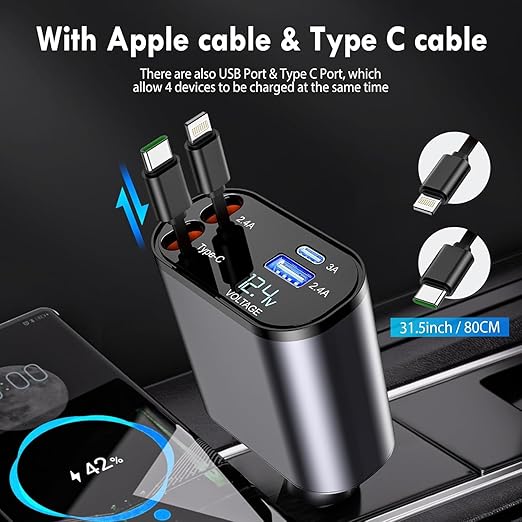 UrbanPulse Retractable Car Charger