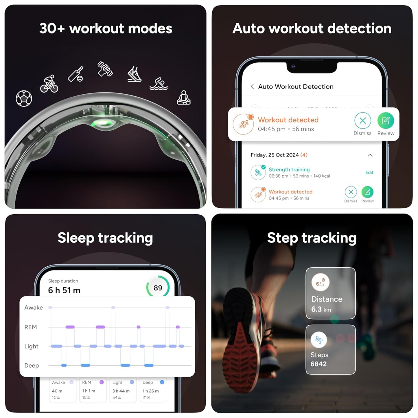 Gabit Smart Ring | Health Tracker, 7+ Day Battery | Sleep, Fitness, Nutrition, Stress | Buy Sizing Kit First | Calorie Tracking for Weight Loss | Smart Ring for Men & Women | Titanium, Matte Silver 6