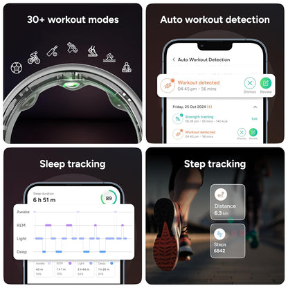Gabit Smart Ring | Health Tracker, 7+ Day Battery | Sleep, Fitness, Nutrition, Stress | Buy Sizing Kit First | Calorie Tracking for Weight Loss | Smart Ring for Men & Women | Titanium, Matte Silver 6