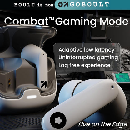 GOBOULT Z40 True Wireless in Ear Earbuds with 60H Playtime, Zen™ ENC Mic, Low Latency Gaming, Type-C Fast Charging, Made in India, 10mm Rich Bass Drivers, IPX5, Ear Buds TWS (White)