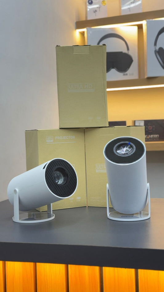 cesio Mini Projector, 4K 1080P Full HD Projector, Support Video Projector, WiFi 5G BT 5.0, Cinema Projector 180° Can Be Rotated, Android 11, Compatible with TV Stick/Windows/iOS/Android (White)