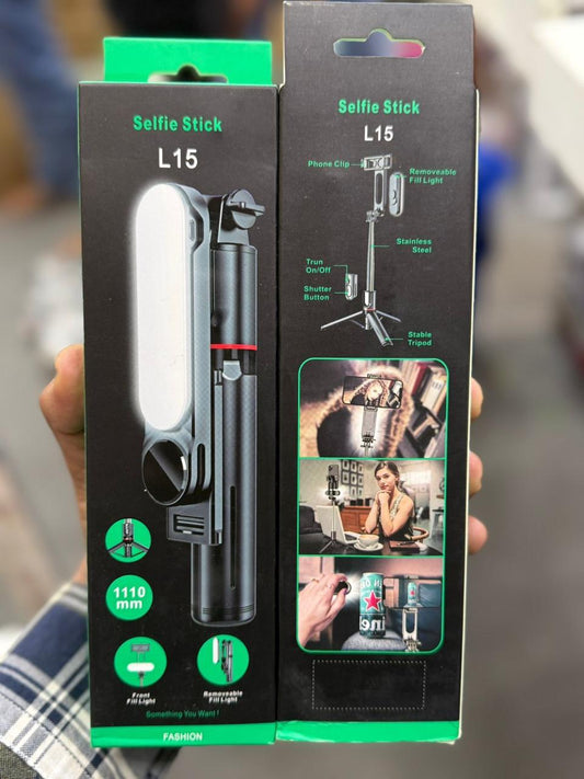 L15 Selfie Stick Tripod with LED Light – Capture Every Moment in Style